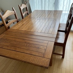 ダイニングテーブル チェア5点セット 補助テーブル付き