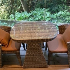 【ベランダ・屋外で】テーブル &椅子セット 2人掛け用