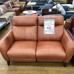 KG-8【新入荷　リサイクル品】ニトリ　両側電動　本革リクライニング2シーターソファ　ブラウン