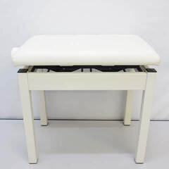 【ネット決済・配送可】ss5260　ピアノ椅子　ホワイト　レザー...
