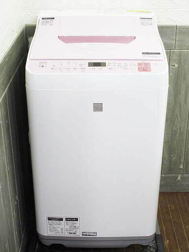 ss5263　シャープ　縦型洗濯乾燥機　ES-T5E5-KP　5.5kg　ピンク系　分解清掃済み　SHARP　洗濯機　乾燥3.5kg　ヒーター乾燥　上開き　乾燥機付き　ステンレス　穴なし槽　タテ型　スリム　コンパクト