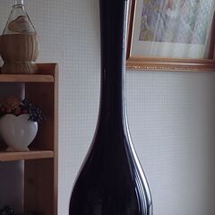 美しい黒硝子　大きな　花瓶