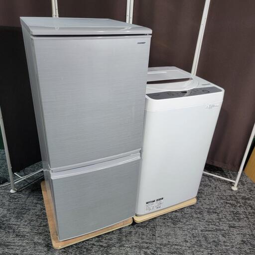‍♂️売約済み‼️お届け\u0026設置は全て0円‼️おしゃれシルバー✨つけかえドア対応✨SHARP 家電セット