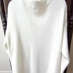 コットン白 無印良品　レディース　畦編みモックネックセーター 