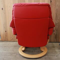 465)【参考約41万/美品】EKORNES エコーネス Reno レノ ストレスレスチェア リクライニングチェア オットマン付き 椅子 本革 Mサイズ 北欧