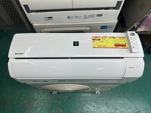 K04322　2019年製　シャープ　中古エアコン　主に10畳用　冷房能力　2.8KW ／ 暖房能力　3.6KW