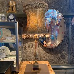 スタンドランプ イタリア製 天然石 パキスタンオニキス 刺繍 フリンジ