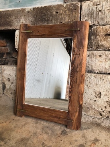 wood mirror 鏡　ミラー