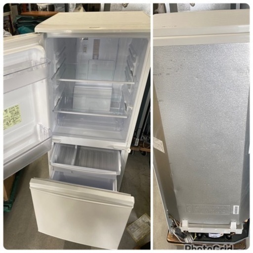 2016年製 シャープ 冷蔵庫 つけかえどっちもドアタイプ 137L ホワイト SJ-D14B-W(0628c)