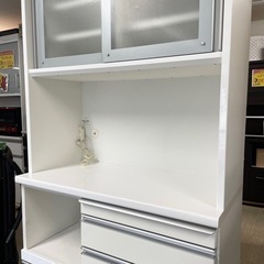 【超美品‼️】定価21万♪ 高級 松田家具 100cm幅キッチンボード 食器棚 収納家具 鏡面仕上げホワイト♪