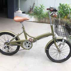 中古☆LUXURIOUS 折り畳み自転車 カーキ 20インチ お...