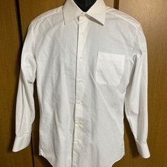 ワイシャツ 白ベース チェック折りデザイン ①