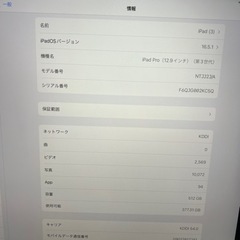 値下げしました(^｡^)iPad Pro 12.9-inch (第3世代)512GB 金額相談