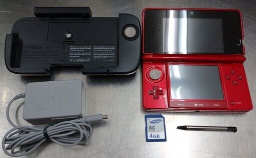 中古品 nintendo３ＤＳメタリックレッド 拡張スライドパッド付き