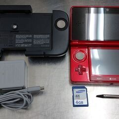 中古品 nintendo３ＤＳメタリックレッド 拡張スライドパッド付き