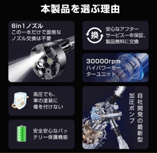 【新品未使用】高圧洗浄機 コードレス 4.0MPa マキタ18Vバッテリー対応 ハンディ クリーナー バッテリー付き 強力 家庭用 洗車タオル 小型 電動工具