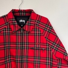 STUSSY ステューシー スウィングトップ チェック レッド ジップ 刺繍