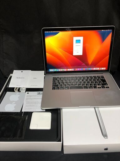 「MacBook Pro Retina 15インチ Late 2013 ME294J/A」大画面＆高細密Retinaディスプレイ搭載 / クアッドコア Core i7搭載 /メモリー16GB / SSD-256GB / MacOS(Ventura-Patcher利用)\u0026Office2019とWin11＆Office2010の選択起動可能 / Webカメラ / Bluetooth / 無線LAN /箱入りフルセット中古品