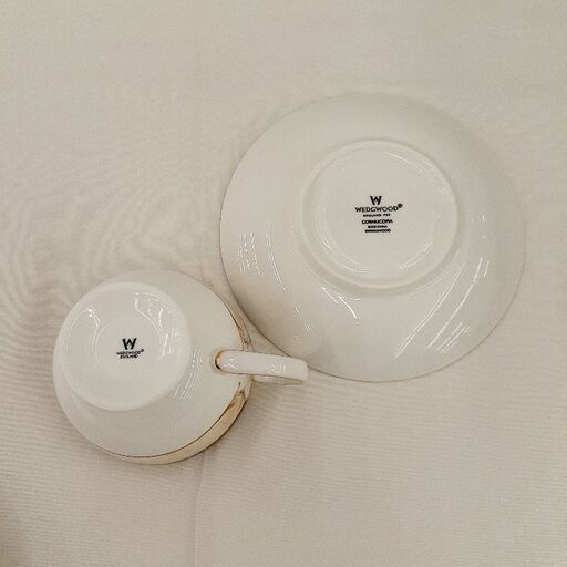 ★ジモティー割引有★ WEDGEWOOD コーヌコピア ティーカップ\u0026ソーサー(リー)ペア 珈琲\u0026紅茶兼用 2客セット 未使用品