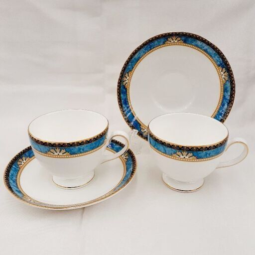 ★ジモティー割引有★ WEDGEWOOD カーゾン 兼用カップ\u0026ソーサー(リー) ペア 2客セット 未使用品
