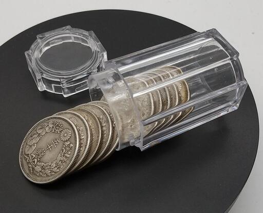 旭日中型50銭銀貨　美品　10枚セット　透明シリンダー入り　即納