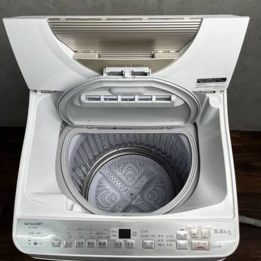 WY4/15 シャープ SHARP 電気洗濯乾燥機 ES-TX5B-N 2017年製 5.5kg 100V 簡易乾燥機能 穴なし槽 ホワイト 白 ※動作確認済み◆