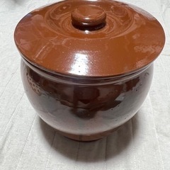 漬物容器 陶器 蓋付き2号 (3.6L) 丸型 茶