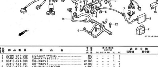 CBR250R MC19 イグナイター CDI 実働車より取り外し