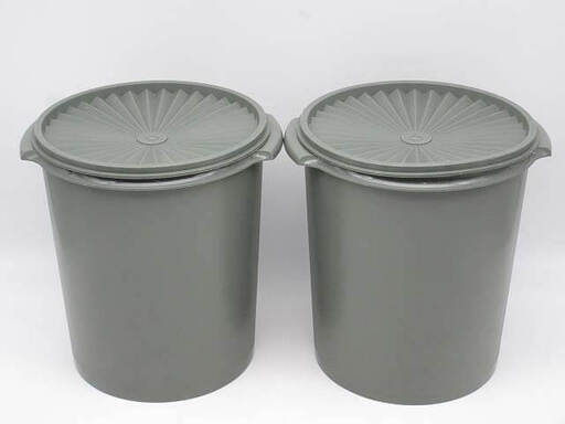 ss5289　タッパーウェア　マキシデコレーター　2個セット　カーキ系　Tupperware　5800ml　蓋付　密閉容器　保存容器　冷蔵保存　冷凍保存　保存食　収納　キャニスター　くすみカラー