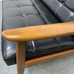 カリモク60 Kチェア 2シーター 1シーター サイドテーブル 3点セット スタンダードブラック ウォールナット 中古家具 店頭引取歓迎 R7264