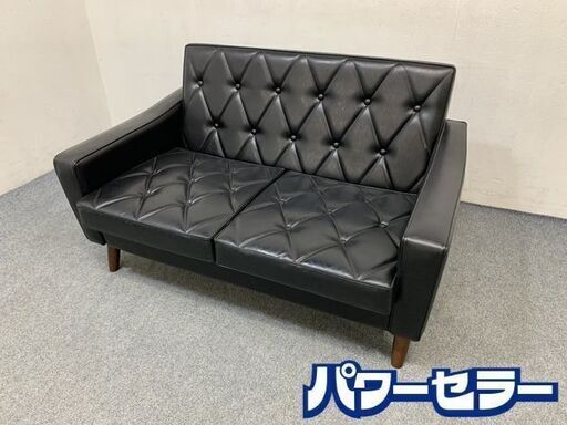 karimoku/カリモク60 ロビーチェア 2シーター 幅125 ソファ スタンダードブラック/ダークウォールナット 中古家具 店頭引取歓迎 R7309 30250円