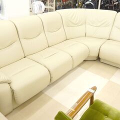 DCM ソファ5点セット ベージュ 合皮タイプ コーナータイプ 単独使用可 札幌市清田区