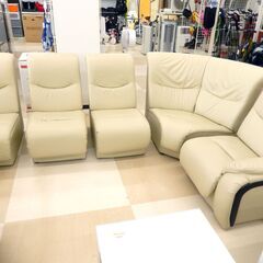 DCM ソファ5点セット ベージュ 合皮タイプ コーナータイプ 単独使用可 札幌市清田区