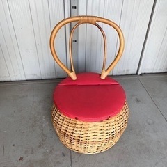 籐 チェア スツール 赤 レトロ ラタン 家具 椅子