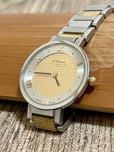 [ヴィンテージ/美品/稼働品] S.T.Dupont PARIS デュポン スイス製 198.21.1 コンビ/ローマン/腕時計