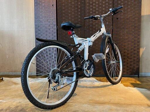 □RAYCHELL レイチェル 26インチ 折畳み MTB ホワイト 18速 タイヤバリ 
