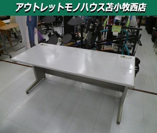 現状品 UCHIDA オフィスデスク 幅160×奥行70×高さ69.5cm グレー系 事務机 オフィス家具 ウチダ 苫小牧西店