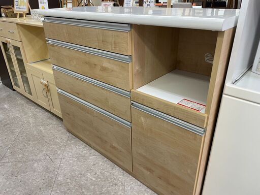 古賀家具 キッチンカウンター 定価￥73,300 ソフトクロージング 収納力抜群!! ナチュラルカラー4663