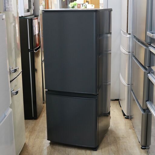 283)【美品/2022年製】三菱 146L 2ドア冷凍 冷蔵庫 MR-P15G-H1 マットチャコール MITSUBISHI