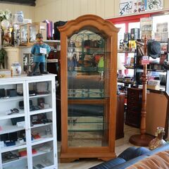 186)アンティーク 飾り棚 コレクションケース 内部ミラー ショーケース キュリオケース ガラスケース