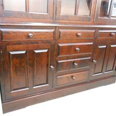 北海道民芸家具 リビングボード 幅151cm 高さ180cm セパレート キャビネット 食器棚 飾り棚 戸棚 高級家具 札幌 西野店