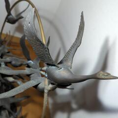 カモ　渡り鳥　真鍮　約20羽　台座付き　古美術　