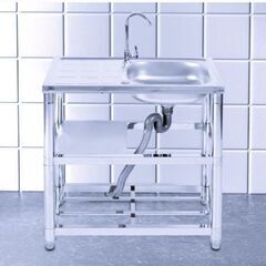 流し台 ステンレス製 蛇口水栓付き 棚2段付き 幅75奥行40高