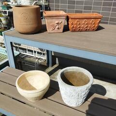 素焼きや陶器の植木鉢5点セット