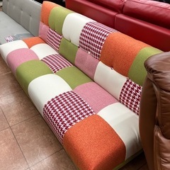 🛋️未使用品🛋️カラフル パッチワーク柄 ファブリック ソファベッド 3人掛け 3197