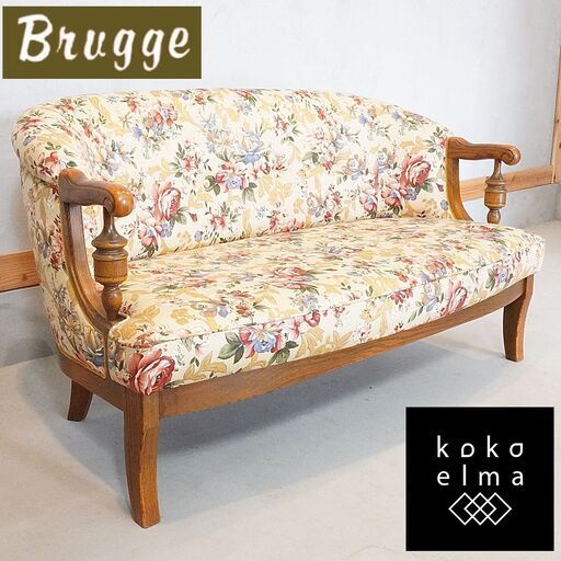 MITSUKOSHI(三越家具)の高級家具、Brugge（三越ブルージュ）の2Pソファです。英国カントリースタイルの上品でクラシックなデザインの2人掛けソファーです。/カントリーハウスDF421