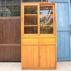 unico(ウニコ)の人気シリーズBREATH(ブレス) チーク無垢材 2面食器棚です！ヴィンテージスタイルのナチュラルな雰囲気のカップボード♪北欧スタイルやカフェ風のお部屋の収納棚に！DF501