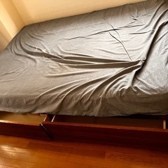 無印良品 収納付きダブルベッド ウォールナット材