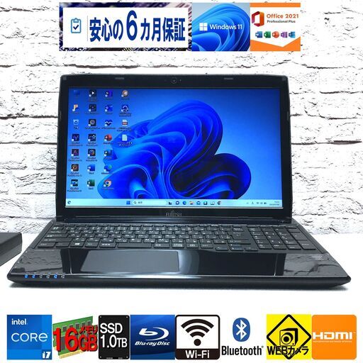 さらに使いやすく☆長期保証☆富士通 AH53/M【最強 i7-4702MQ/新品SSD1000GB/新品メモリ16GB】新規Win11/Microsoft Office2021（管理：07091636）