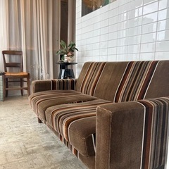 　レトロ2Pソファ　コーデュロイ カリモク ストライプ　モケット